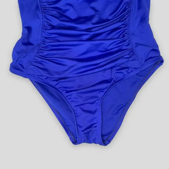 Liz Claiborne Cobalt Blue One Piece Swimsuit with Ruched Waist - Picture 6 of 10